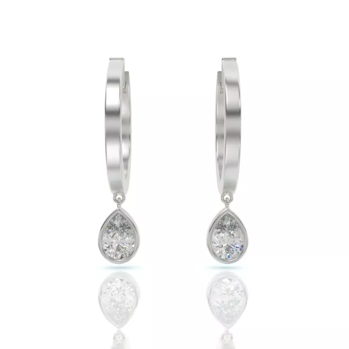 ⁦עגילי חישוק יהלומים, זהב 14K, דגם: סופיה⁩ – תמונה ⁦2⁩