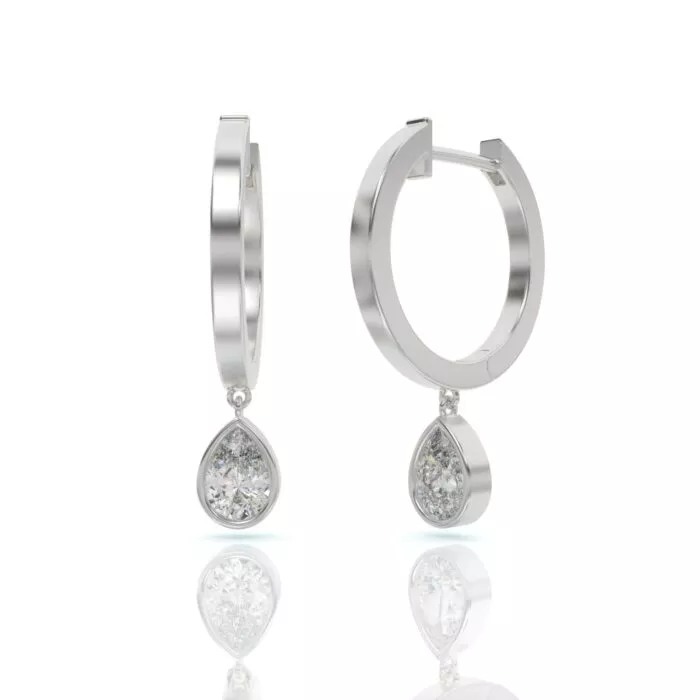 ⁦עגילי חישוק יהלומים, זהב 14K, דגם: סופיה⁩ – תמונה ⁦4⁩