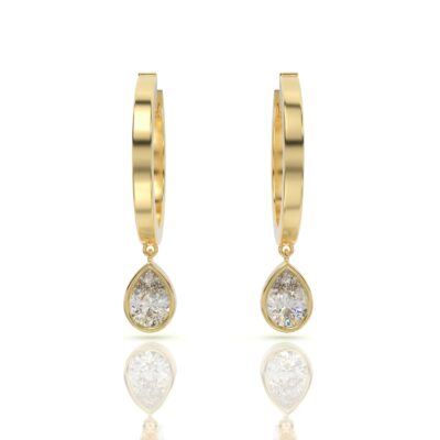 עגילי חישוק יהלומים, זהב 14K, דגם: סופיה