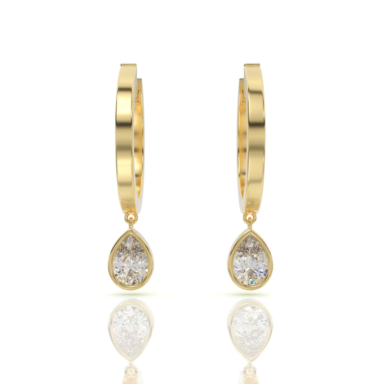 עגילי חישוק יהלומים, זהב 14K, דגם: סופיה