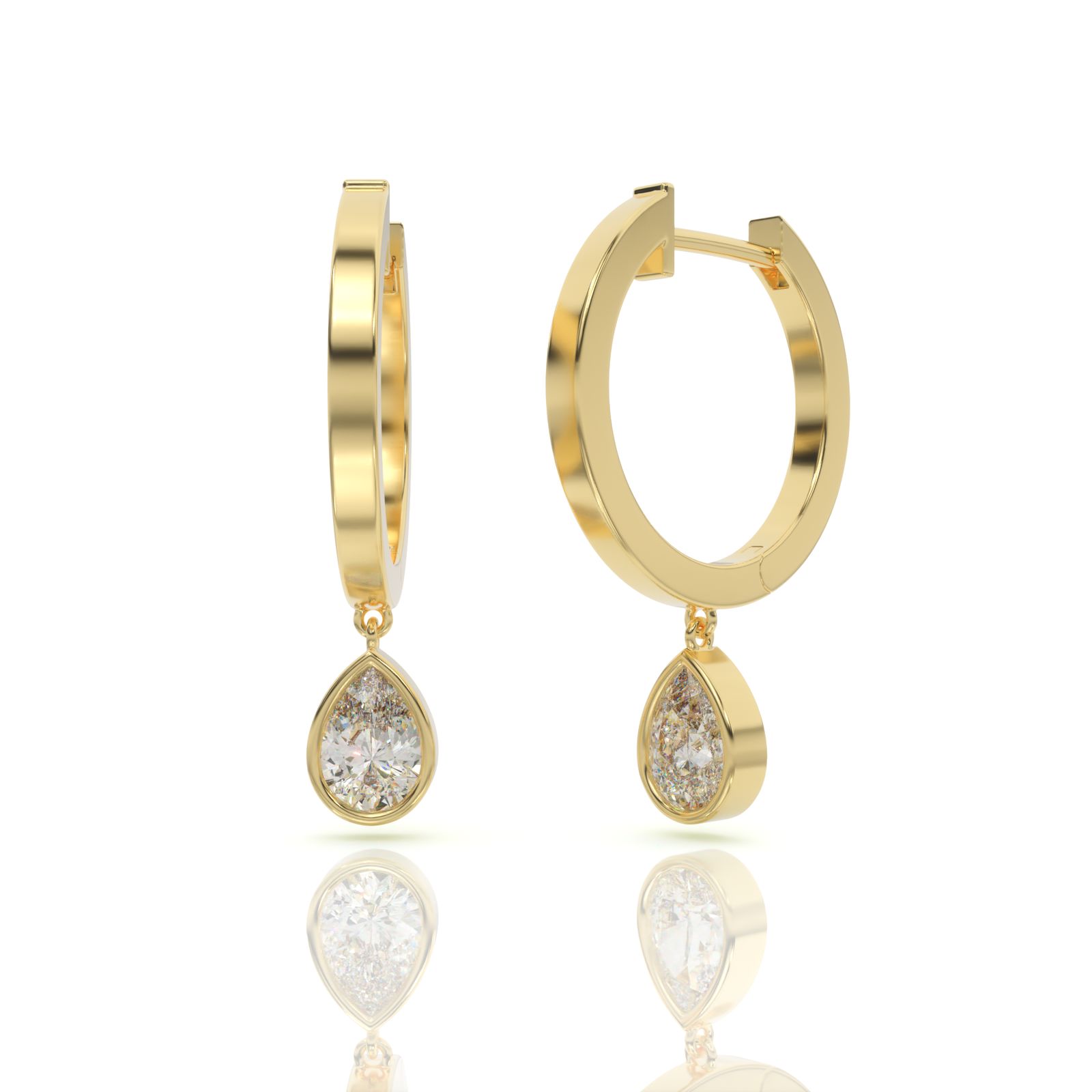 עגילי חישוק יהלומים, זהב 14K, דגם: סופיה – תמונה 3