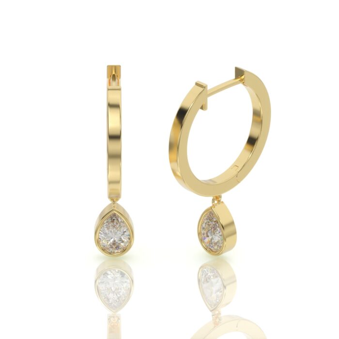 ⁦עגילי חישוק יהלומים, זהב 14K, דגם: סופיה⁩ – תמונה ⁦8⁩