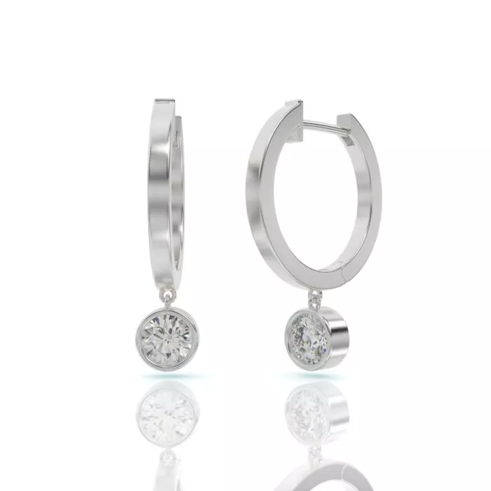⁦עגילי חישוק יהלומים, זהב 14K, דגם: ליאור⁩ – תמונה ⁦7⁩
