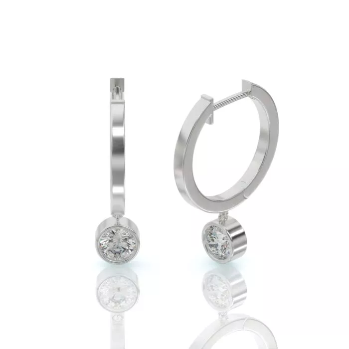 ⁦עגילי חישוק יהלומים, זהב 14K, דגם: ליאור⁩ – תמונה ⁦3⁩