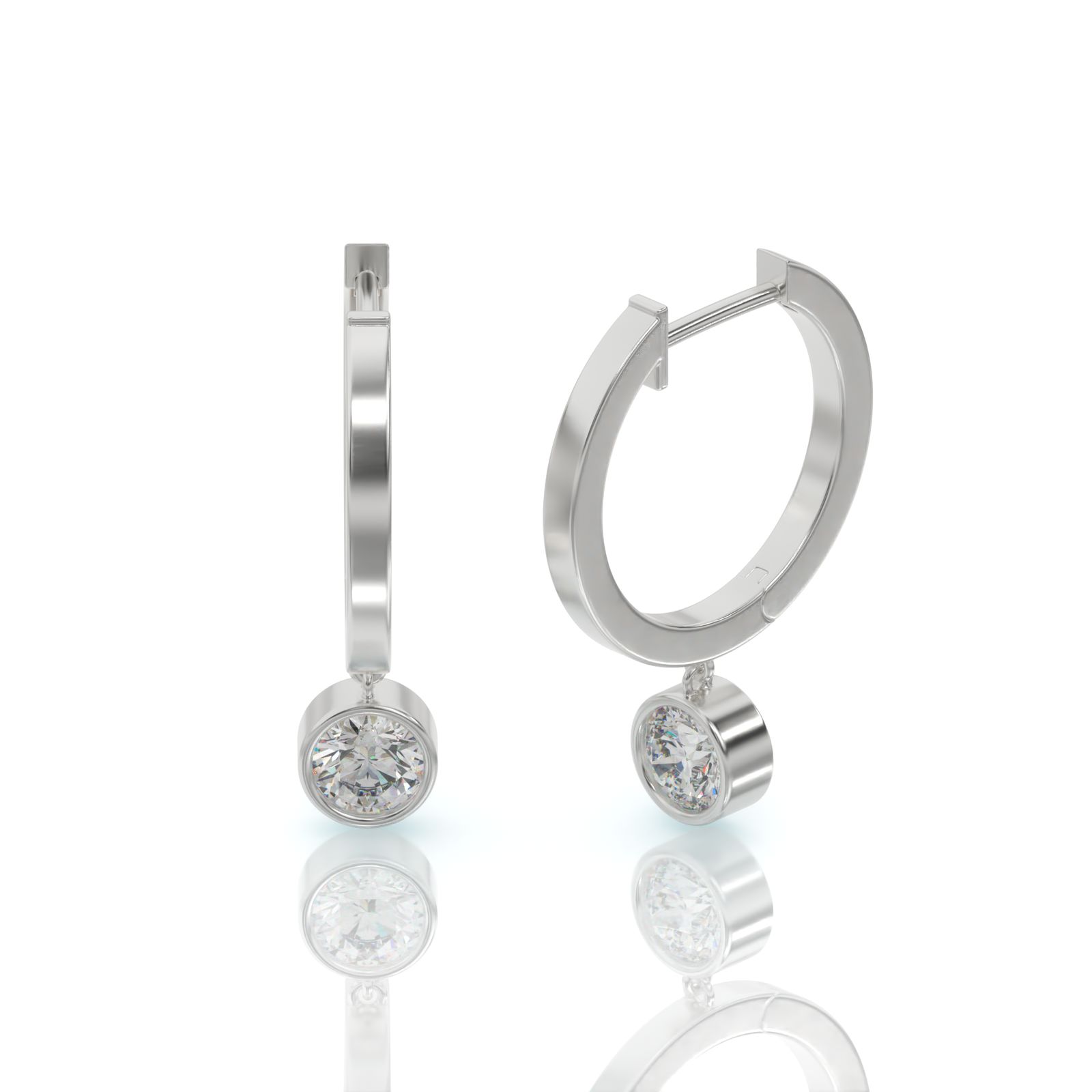 עגילי חישוק יהלומים, זהב 14K, דגם: ליאור – תמונה 3