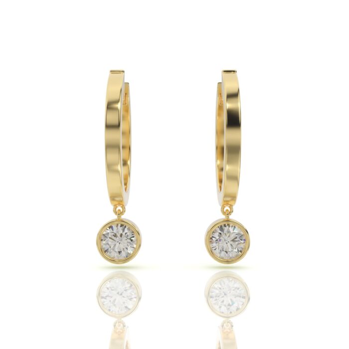 ⁦עגילי חישוק יהלומים, זהב 14K, דגם: ליאור⁩ – תמונה ⁦2⁩