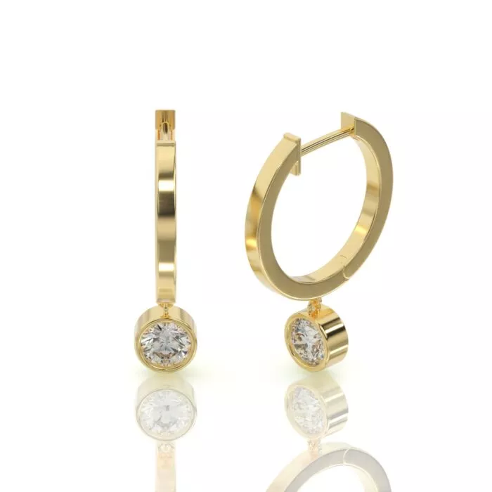 ⁦עגילי חישוק יהלומים, זהב 14K, דגם: ליאור⁩ – תמונה ⁦4⁩