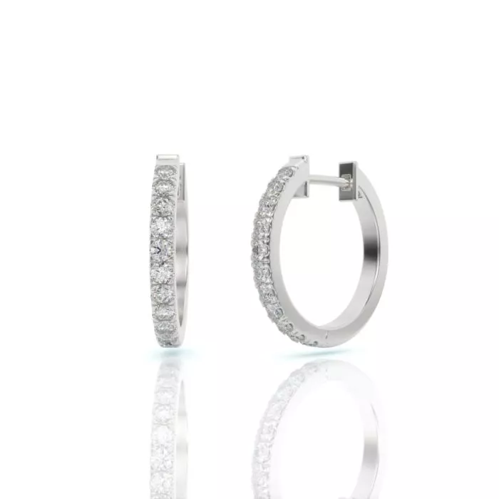 ⁦עגילי חישוק יהלומים, זהב 14K, דגם: טיילור⁩ – תמונה ⁦6⁩