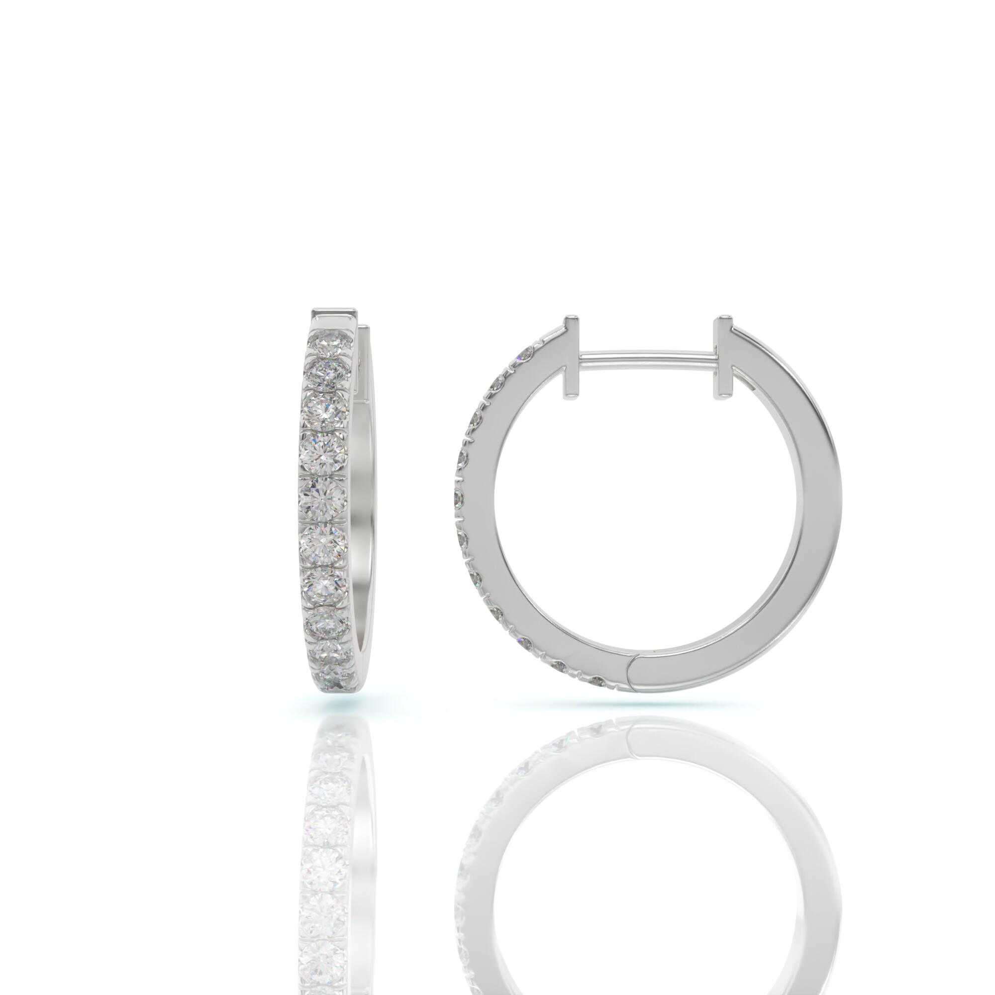 עגילי חישוק יהלומים, זהב 14K, דגם: טיילור – תמונה 4