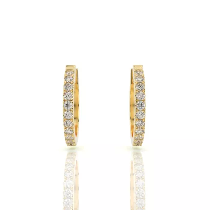 ⁦עגילי חישוק יהלומים, זהב 14K, דגם: טיילור⁩ – תמונה ⁦7⁩