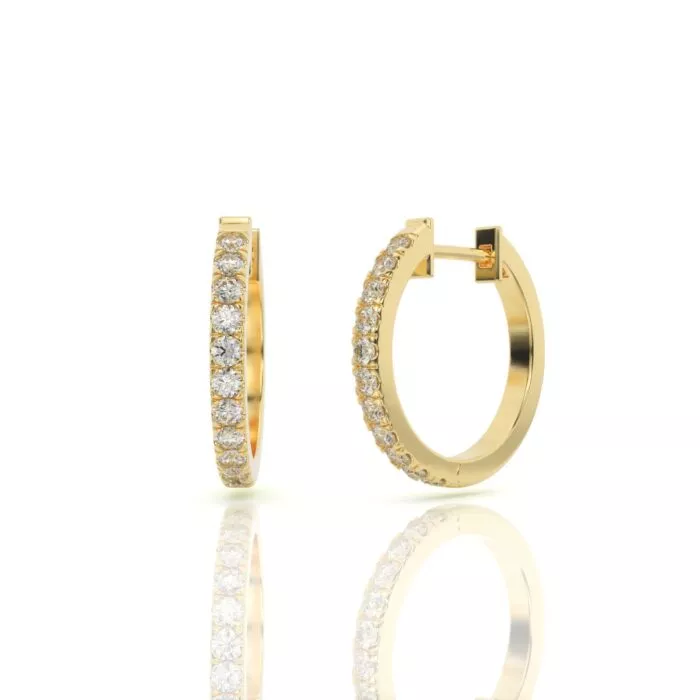 ⁦עגילי חישוק יהלומים, זהב 14K, דגם: טיילור⁩ – תמונה ⁦2⁩