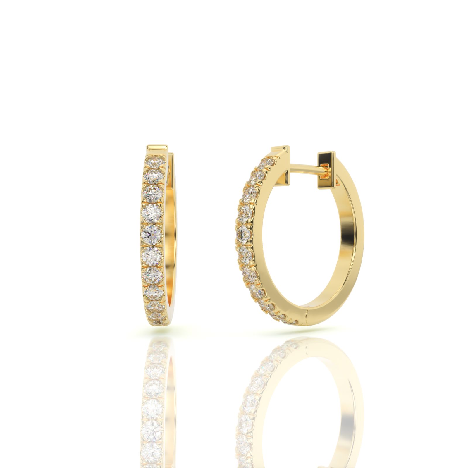 עגילי חישוק יהלומים, זהב 14K, דגם: טיילור – תמונה 2