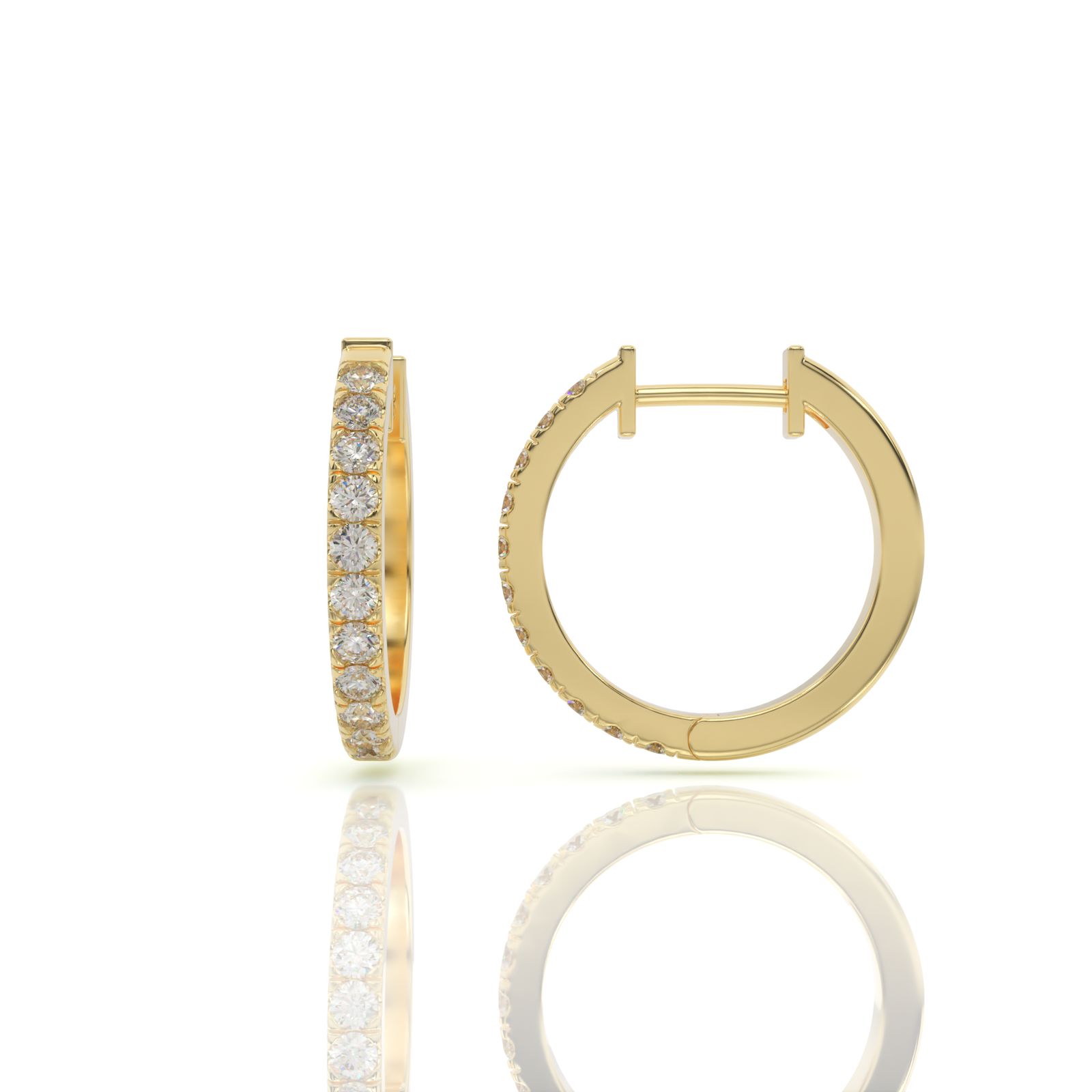 עגילי חישוק יהלומים, זהב 14K, דגם: טיילור – תמונה 3