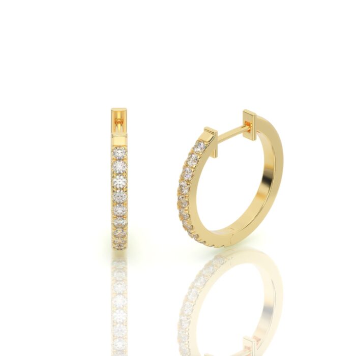 ⁦עגילי חישוק יהלומים, זהב 14K, דגם: טיילור⁩ – תמונה ⁦5⁩