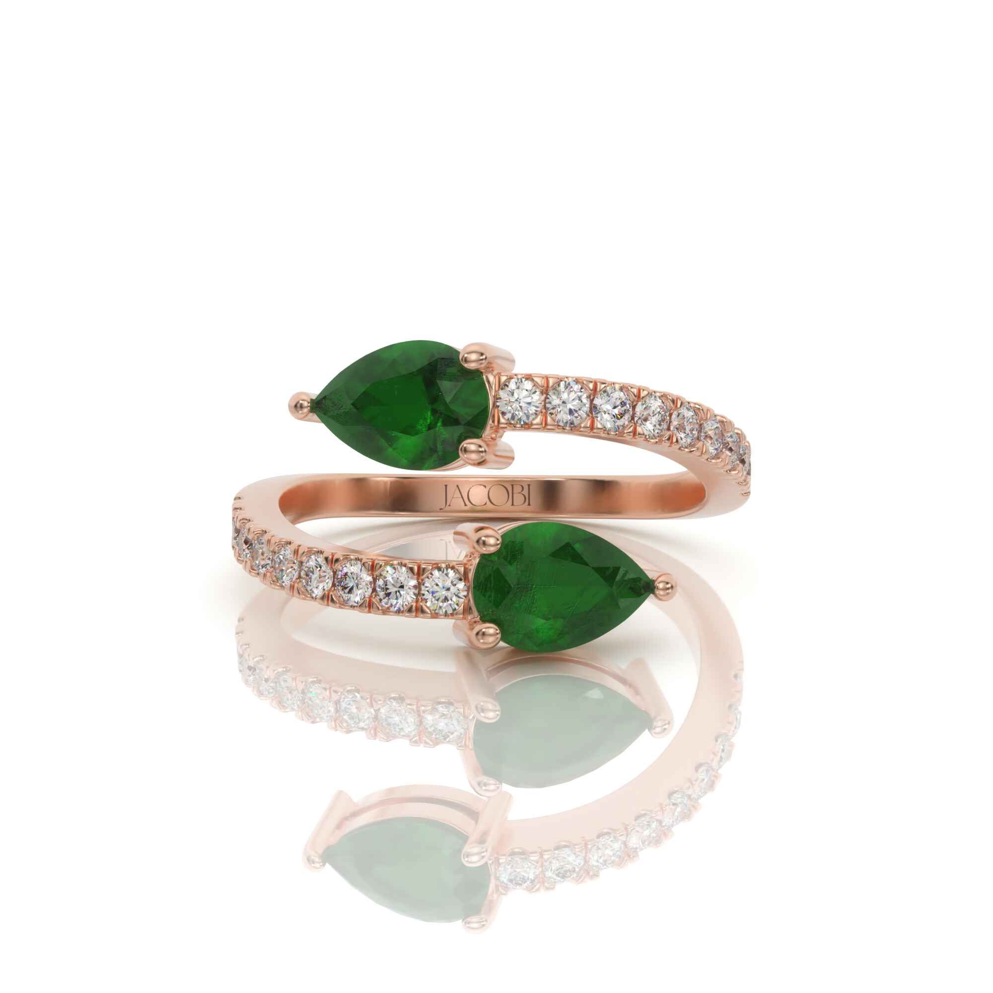 טבעת אבן חן אמרלד, זהב 14K, דגם: דיאנה – תמונה 2