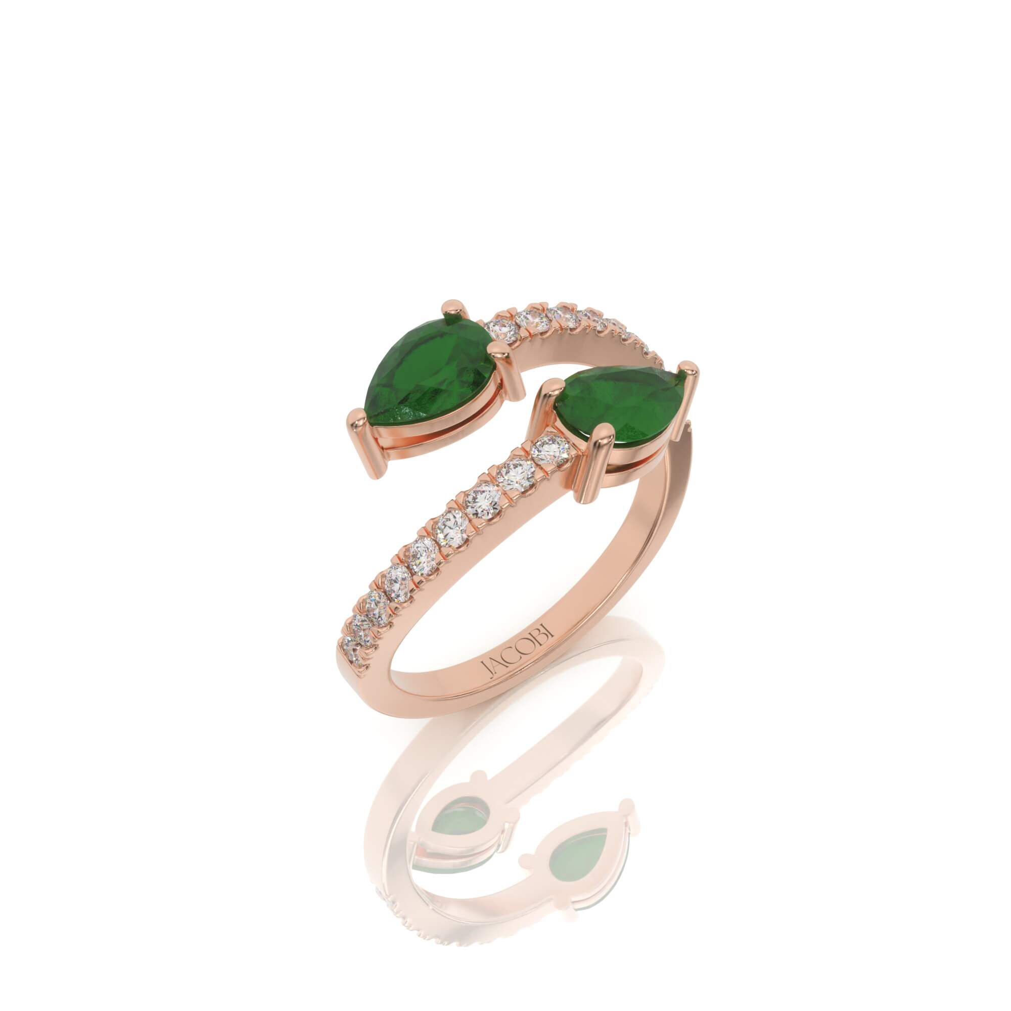 טבעת אבן חן אמרלד, זהב 14K, דגם: דיאנה – תמונה 4