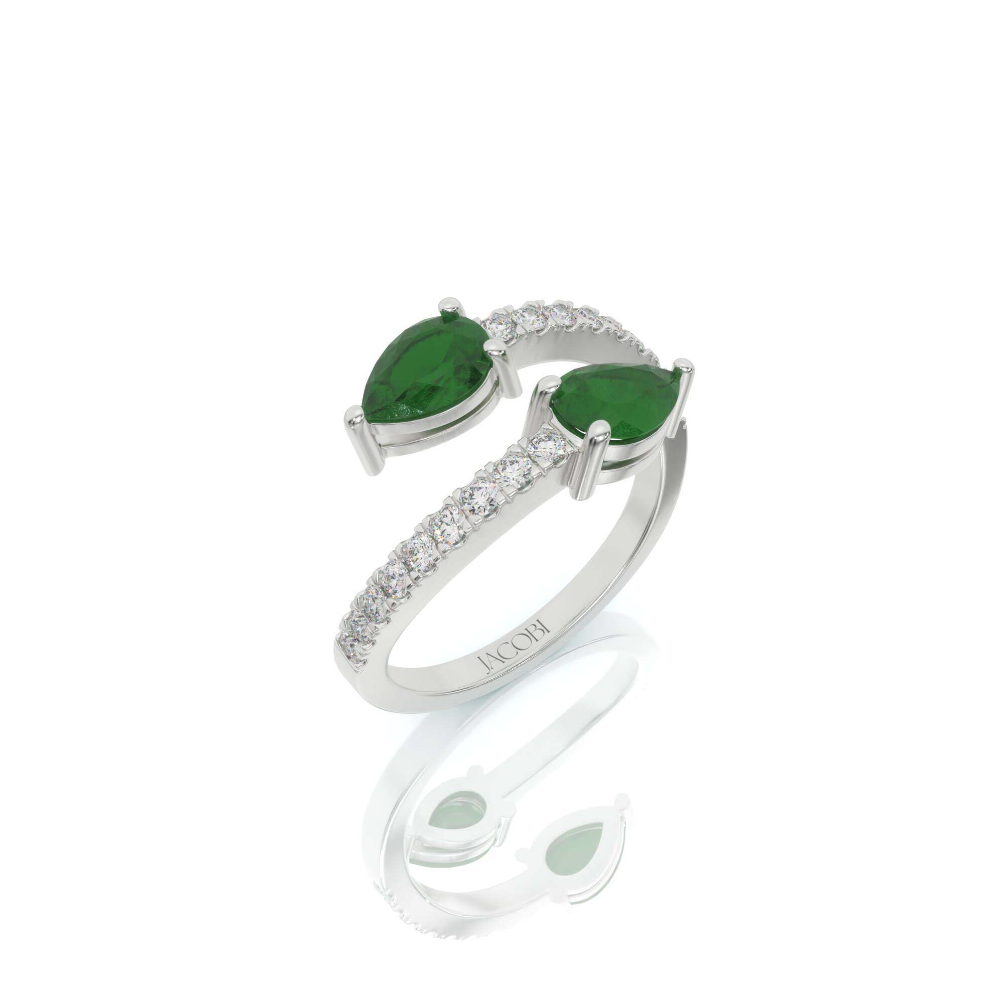 טבעת אבן חן אמרלד, זהב 14K, דגם: דיאנה – תמונה 3