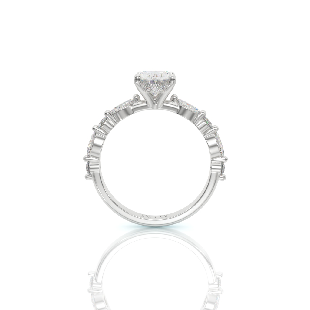 טבעת אירוסין, זהב 14K, יהלום אובל, דגם: ליאן – תמונה 4