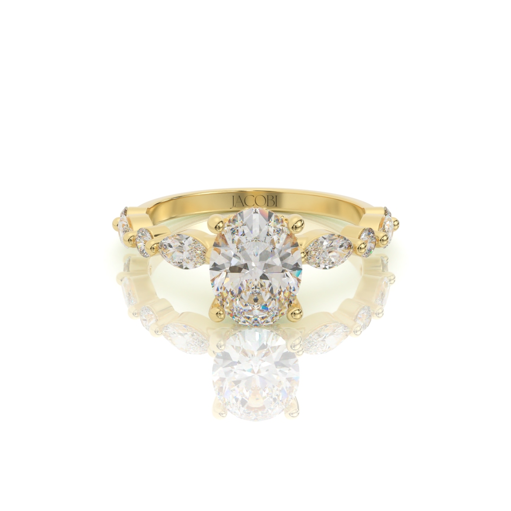 טבעת אירוסין, זהב 14K, יהלום אובל, דגם: ליאן