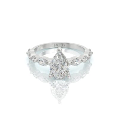 טבעת אירוסין, זהב 14K, יהלום טיפה, דגם: שנאל