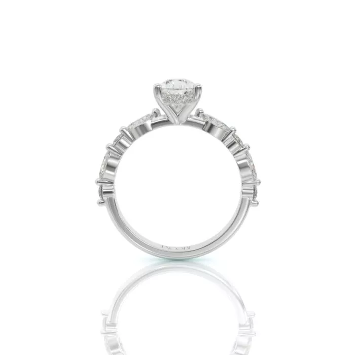 ⁦טבעת אירוסין, זהב 14K, יהלום טיפה, דגם: שנאל⁩ – תמונה ⁦6⁩