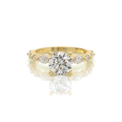 טבעת אירוסין, זהב 14K, יהלום עגול, דגם: אליאן