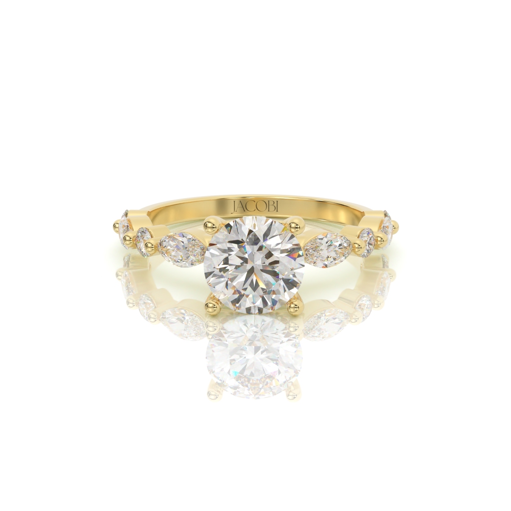 טבעת אירוסין, זהב 14K, יהלום עגול, דגם: אליאן