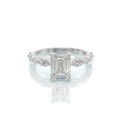 טבעת אירוסין, זהב 14K, יהלום אמרלד, דגם: לורן