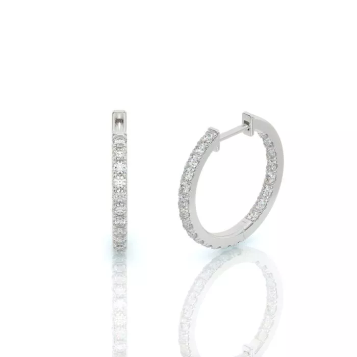 ⁦עגילי חישוק יהלומים, זהב 14K, דגם: תאיר⁩ – תמונה ⁦2⁩