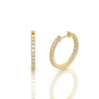 עגילי חישוק יהלומים, זהב 14K, דגם: תאיר