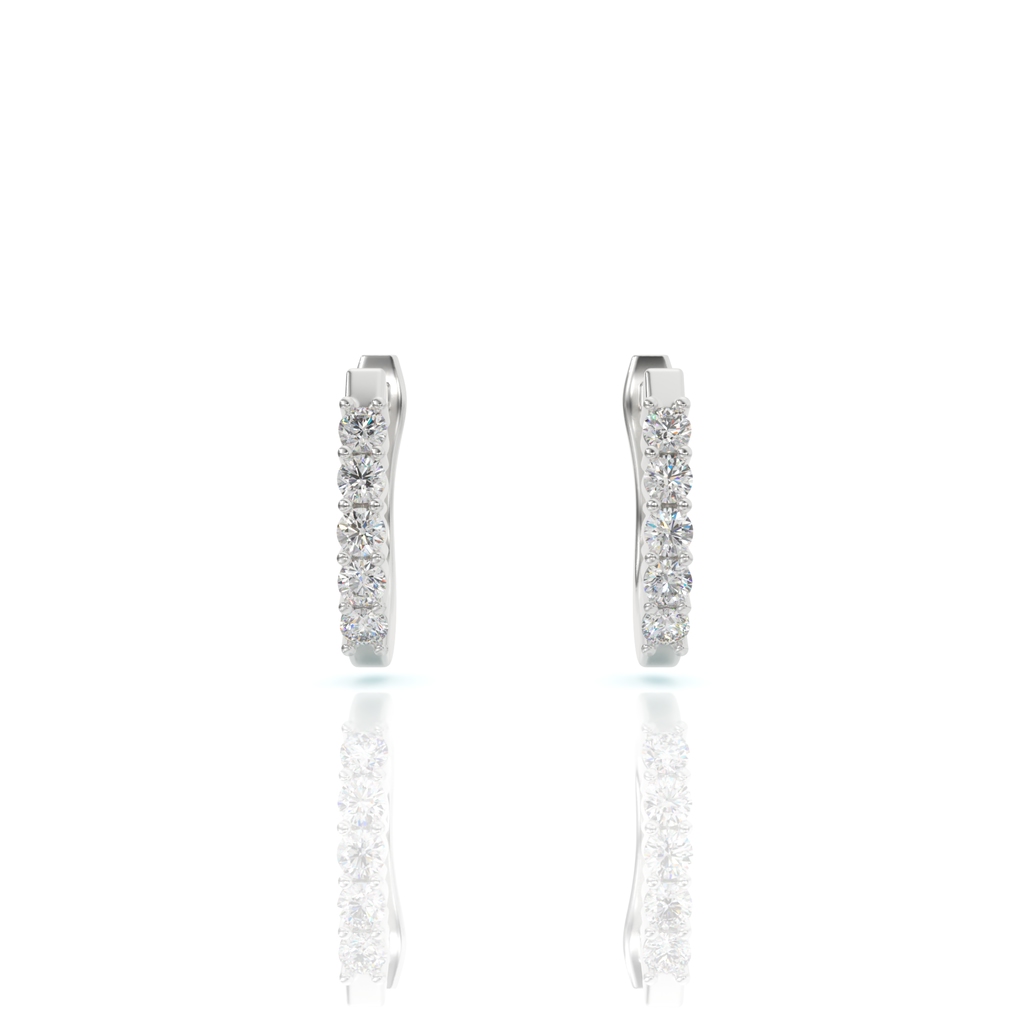 עגילי חישוק יהלומים, זהב 14K, דגם: לין – תמונה 8