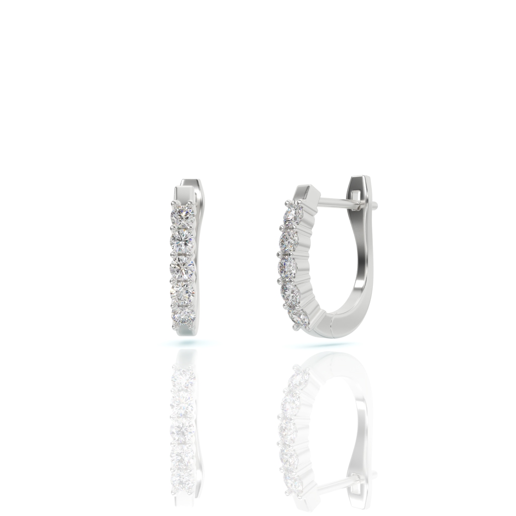 עגילי חישוק יהלומים, זהב 14K, דגם: לין – תמונה 5