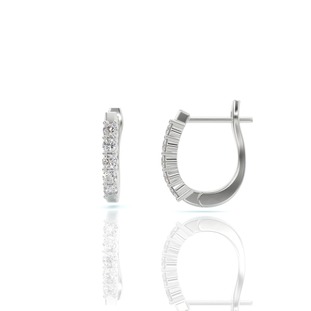 עגילי חישוק יהלומים, זהב 14K, דגם: לין – תמונה 4