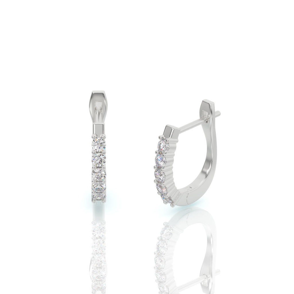 עגילי חישוק יהלומים, זהב 14K, דגם: לין – תמונה 2