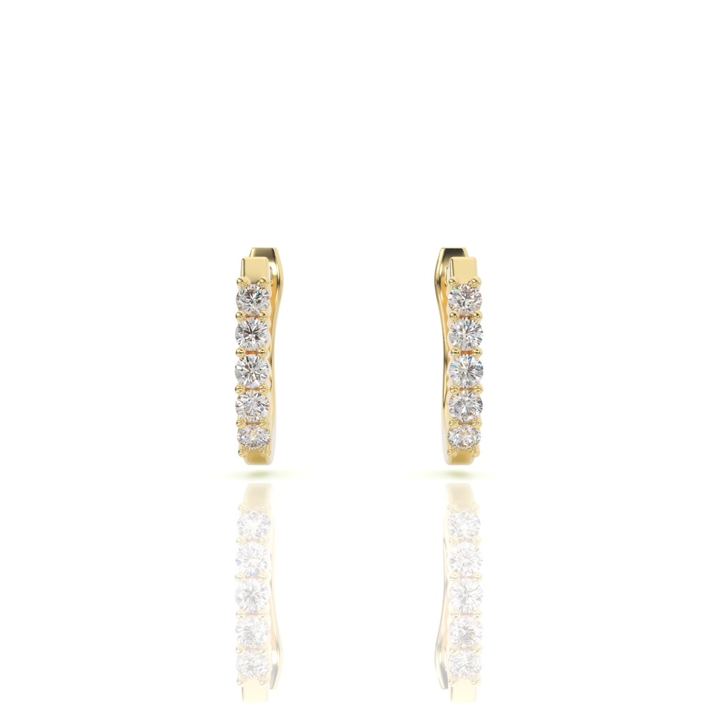 עגילי חישוק יהלומים, זהב 14K, דגם: לין – תמונה 7