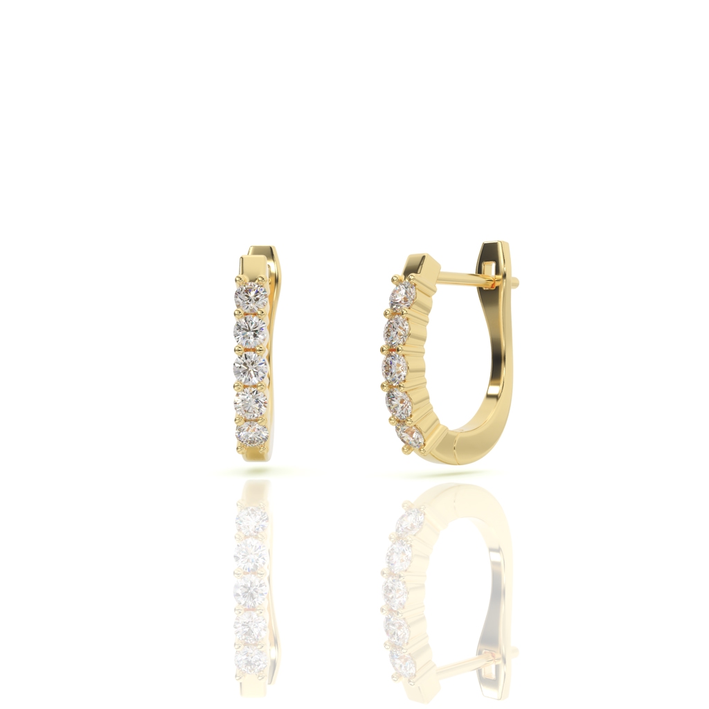 עגילי חישוק יהלומים, זהב 14K, דגם: לין – תמונה 6