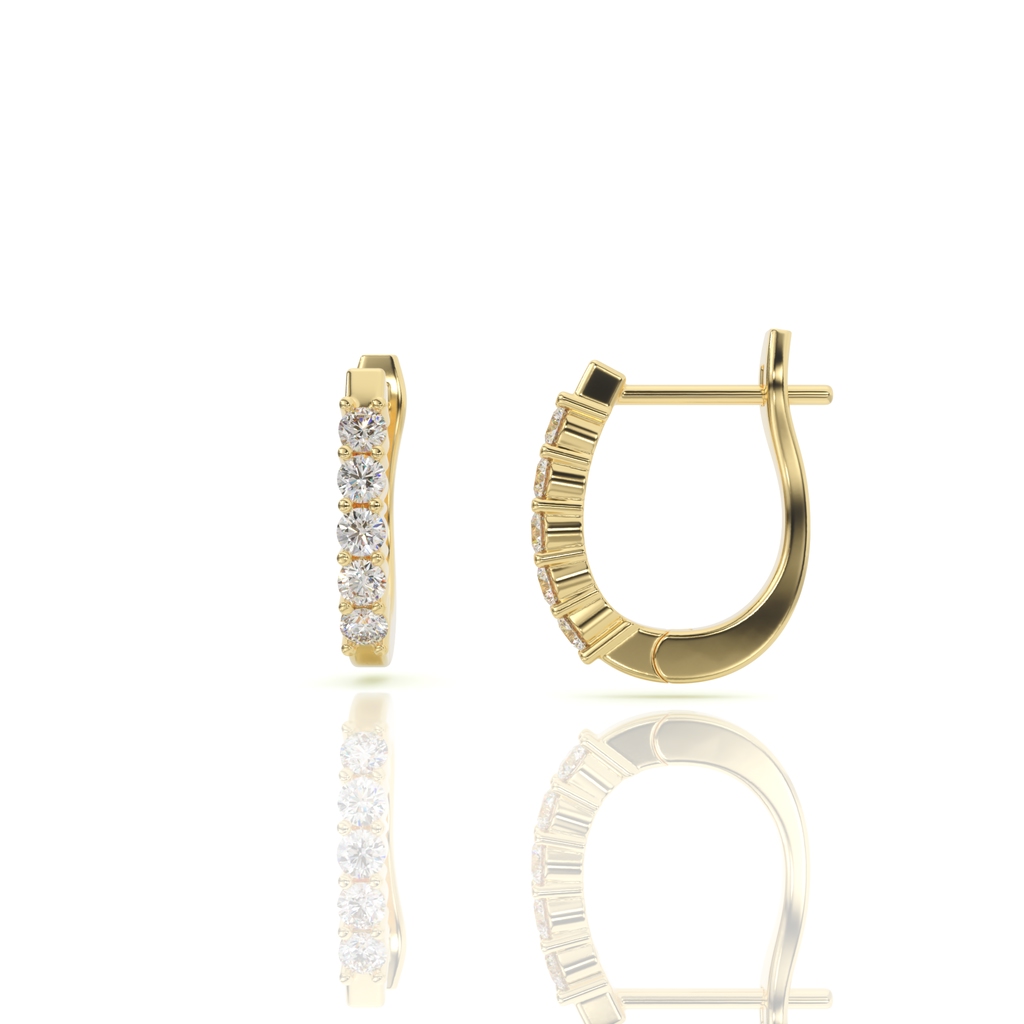 עגילי חישוק יהלומים, זהב 14K, דגם: לין – תמונה 3