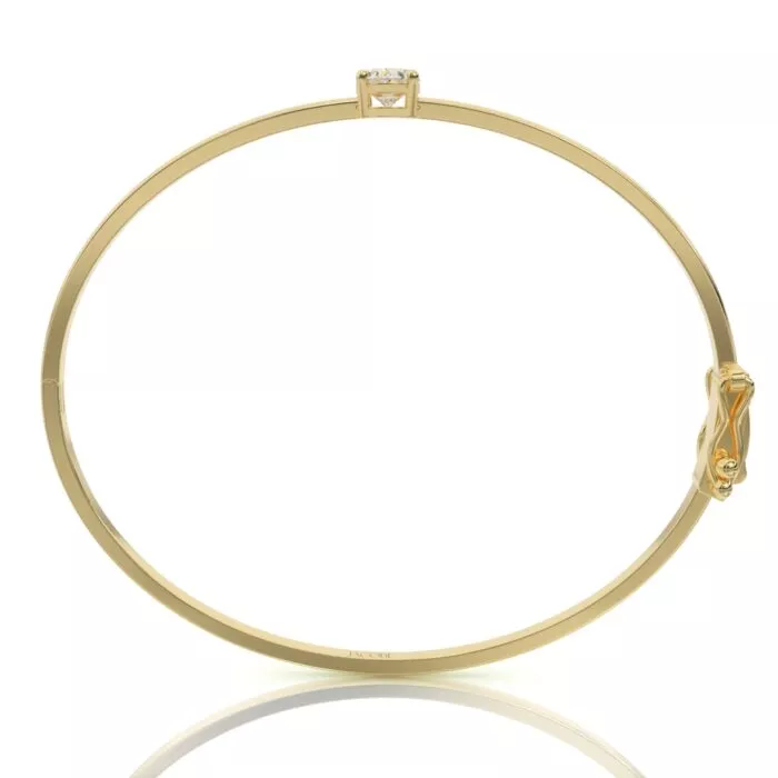 ⁦צמיד קשיח, זהב 14K, יהלום אובל, דגם: אלין⁩ – תמונה ⁦5⁩