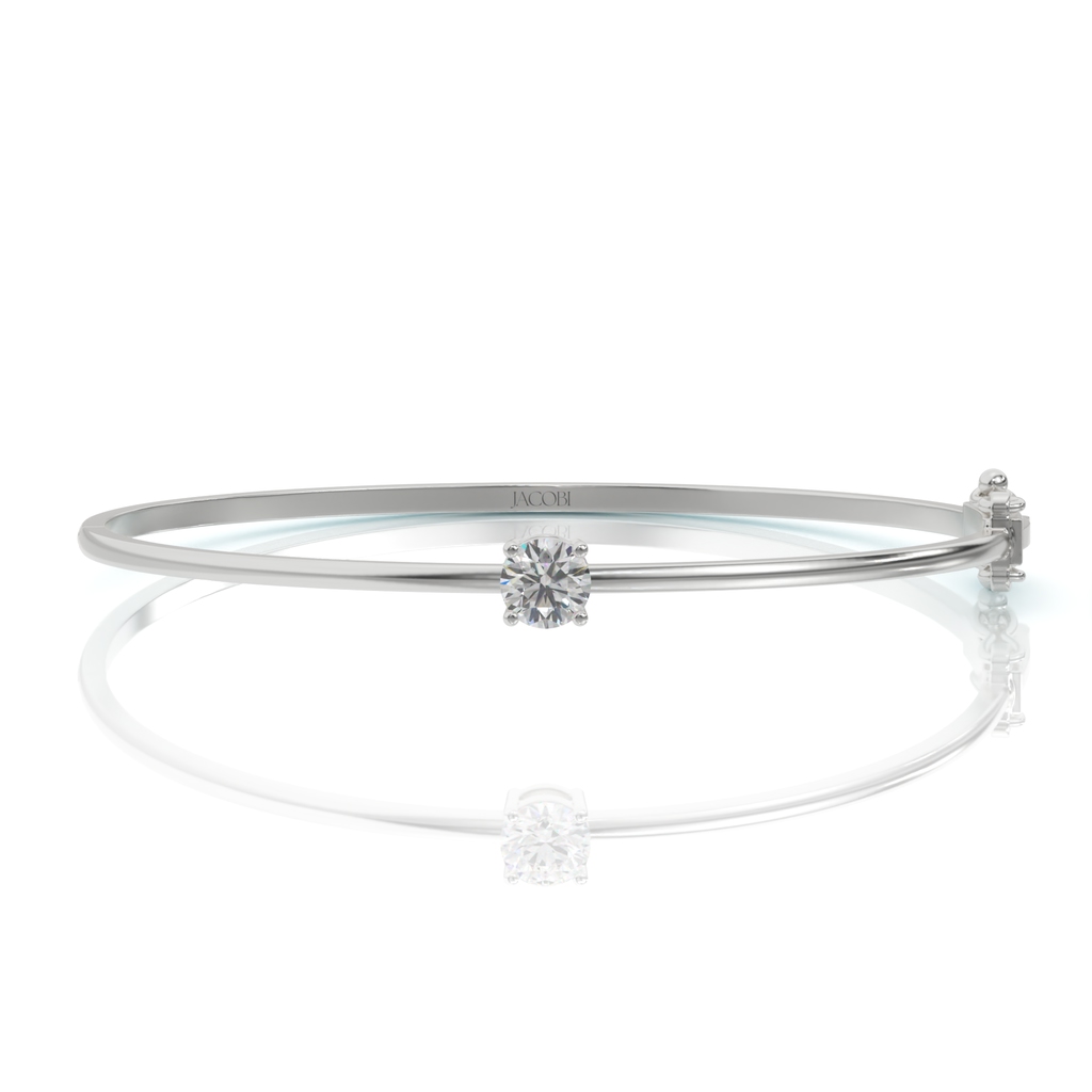 צמיד יהלומים קשיח, זהב 14K, יהלום עגול, דגם: ליאל