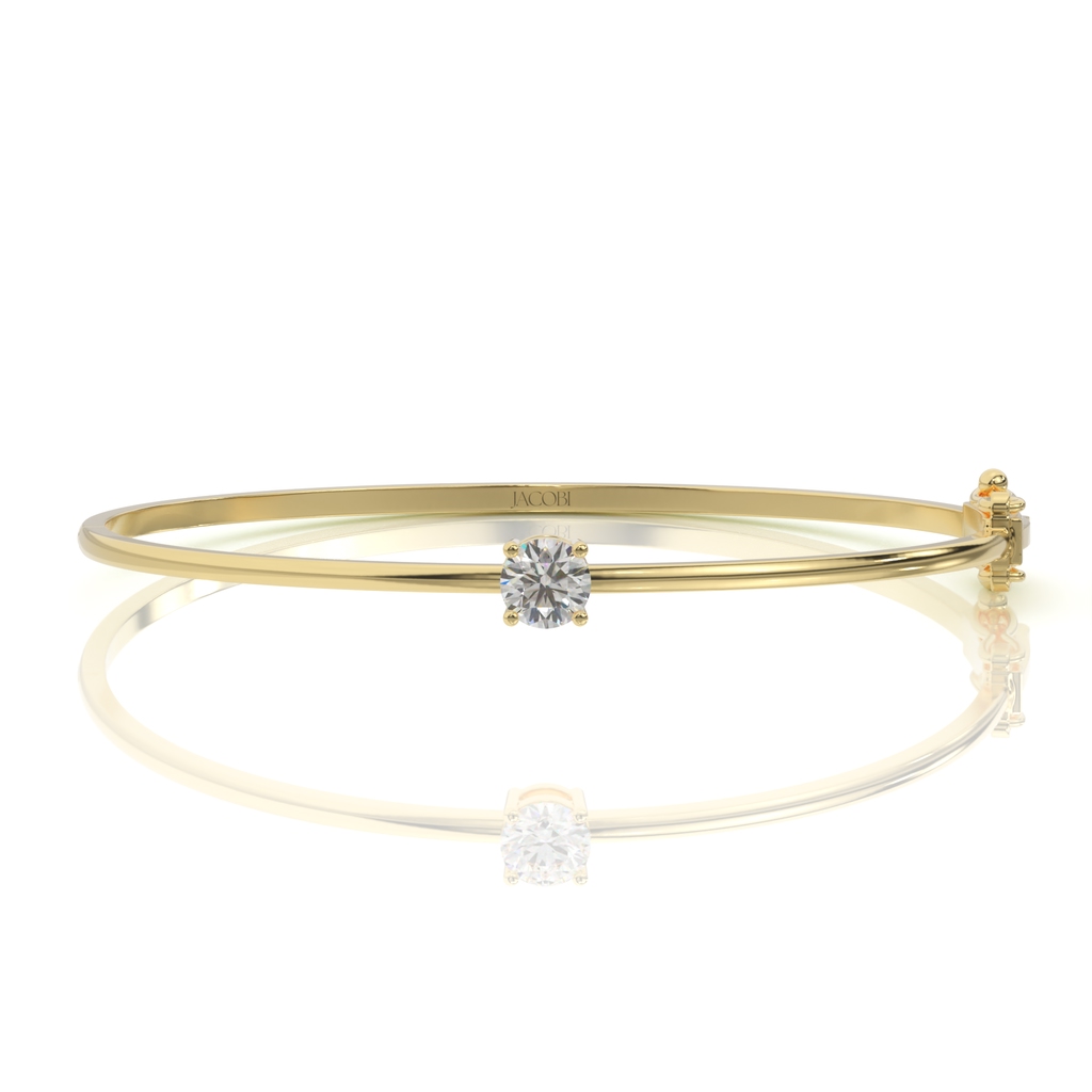 צמיד יהלומים קשיח, זהב 14K, יהלום עגול, דגם: ליאל – תמונה 2