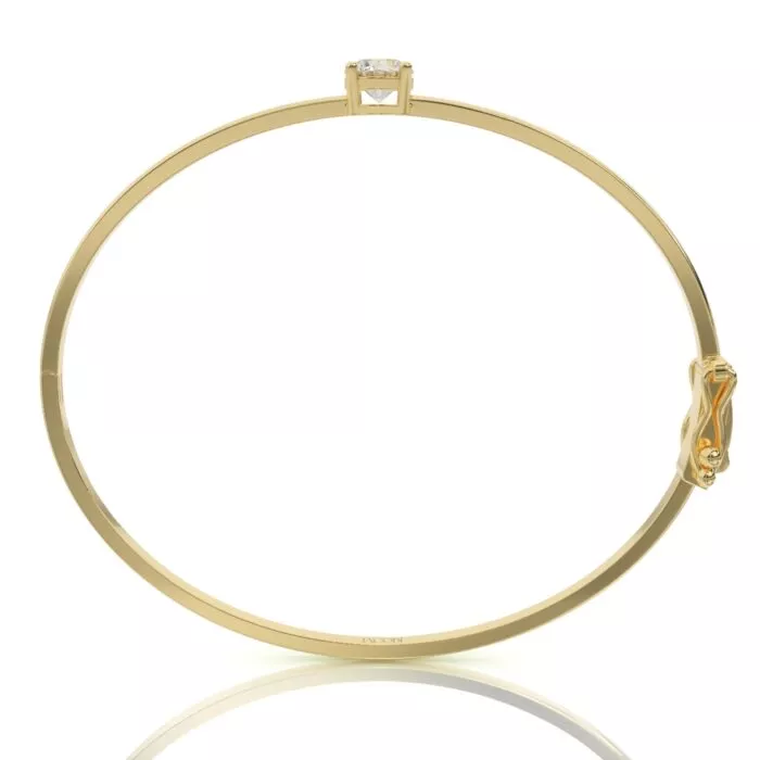 ⁦צמיד יהלומים קשיח, זהב 14K, יהלום עגול, דגם: ליאל⁩ – תמונה ⁦6⁩