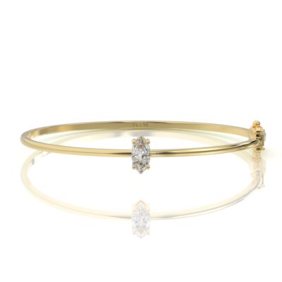 צמיד קשיח, זהב 14K, יהלום מרקיזה, דגם: לורן