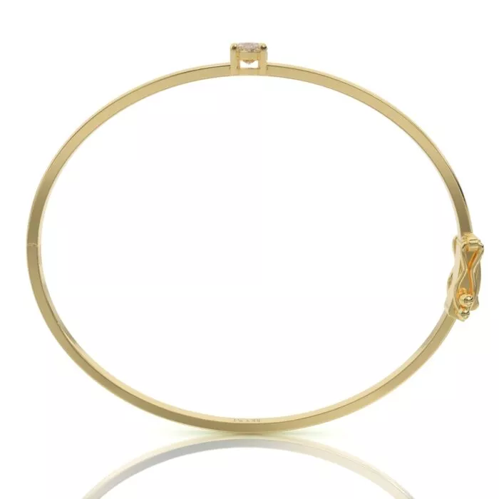 ⁦צמיד קשיח, זהב 14K, יהלום מרקיזה, דגם: לורן⁩ – תמונה ⁦5⁩