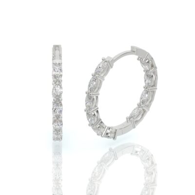 עגילי יהלומים, זהב 14K, יהלומי אובל, דגם: דיאנה