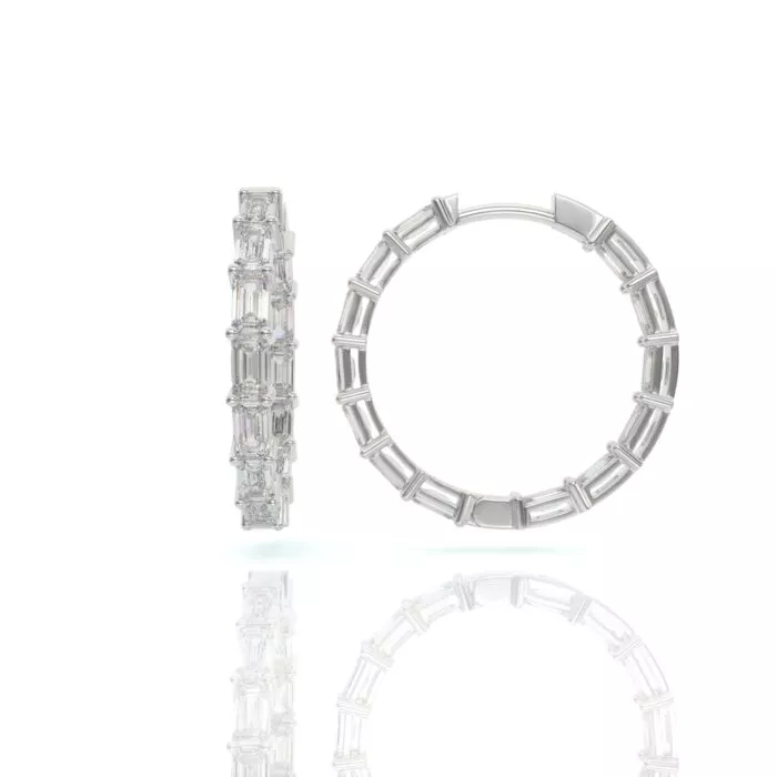 ⁦עגילי יהלומים, זהב 14K, יהלום אמרלד, דגם: אלין⁩ – תמונה ⁦6⁩