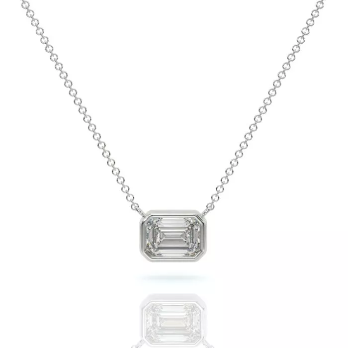 שרשרת יהלומים, זהב 14K, יהלום אמרלד, דגם: מאיה