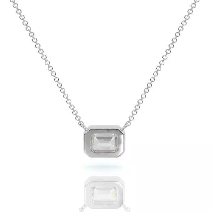 ⁦שרשרת יהלומים, זהב 14K, יהלום אמרלד, דגם: מאיה⁩ – תמונה ⁦6⁩