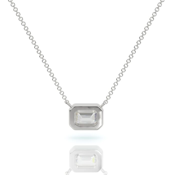 ⁦שרשרת יהלומים, זהב 14K, יהלום אמרלד, דגם: מאיה⁩ – תמונה ⁦6⁩