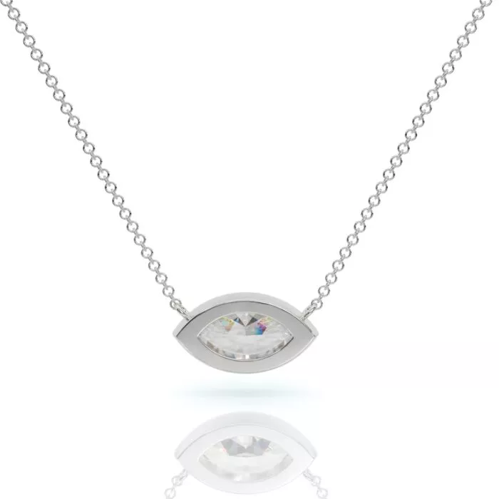 ⁦שרשרת יהלומים, זהב 14K, יהלום מרקיזה, דגם: קלרה⁩ – תמונה ⁦5⁩