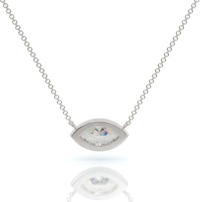 ⁦שרשרת יהלומים, זהב 14K, יהלום מרקיזה, דגם: קלרה⁩ – תמונה ⁦5⁩
